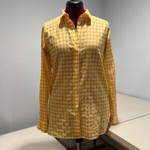 J.Crew Women’s “Boy” Long Sleeve Button Down Shirt, Yellow Gingham, Sz 4 Tall